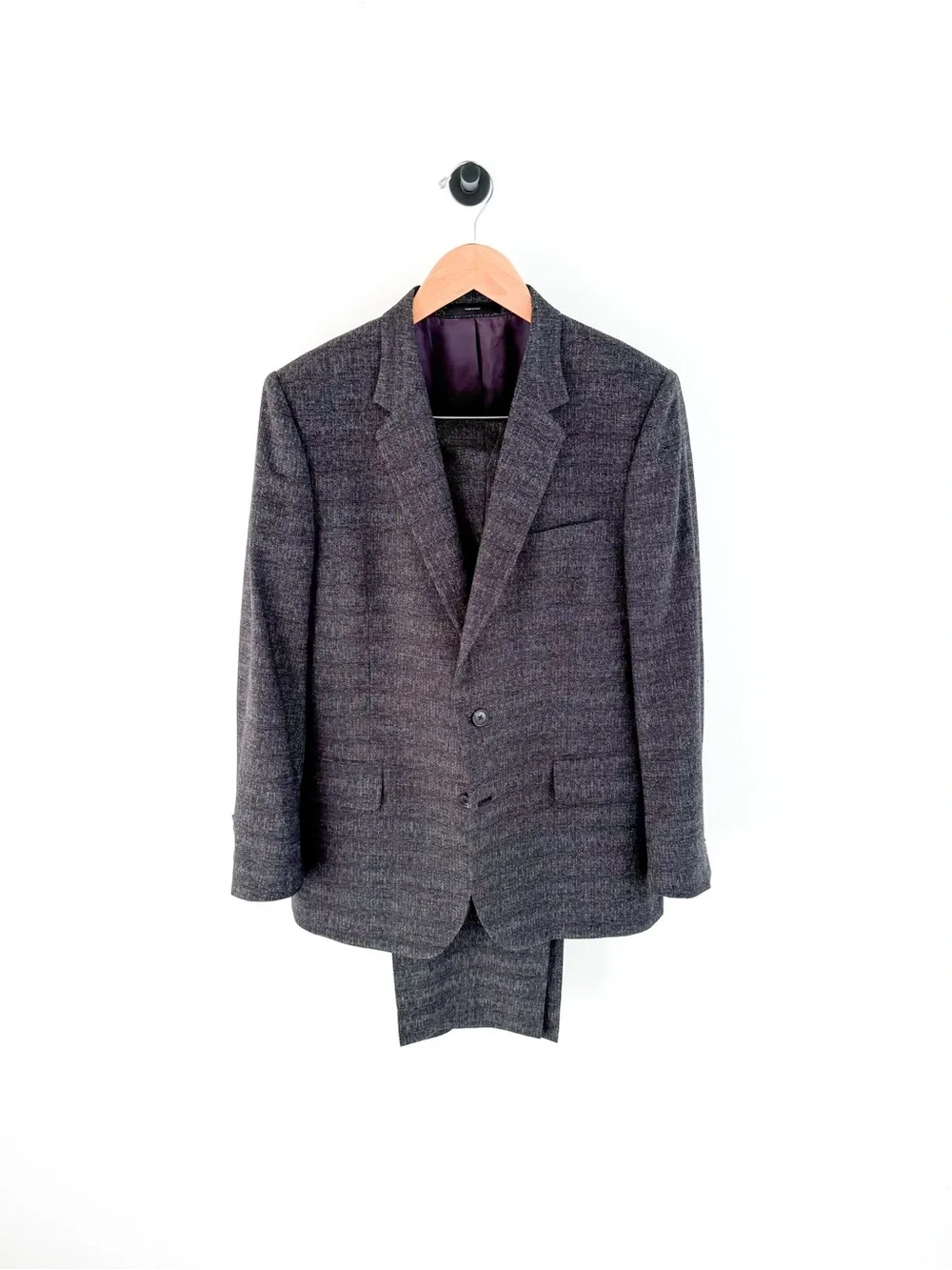 Paul Smith Soho Fit Textured Wool Suit Charcoal Dark Gray Textured Men's 42R